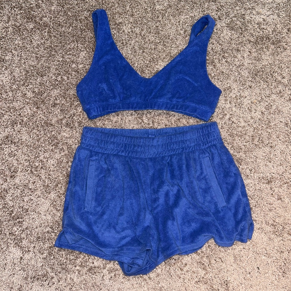 Blue Teri cloth offline by Aerie lounge set